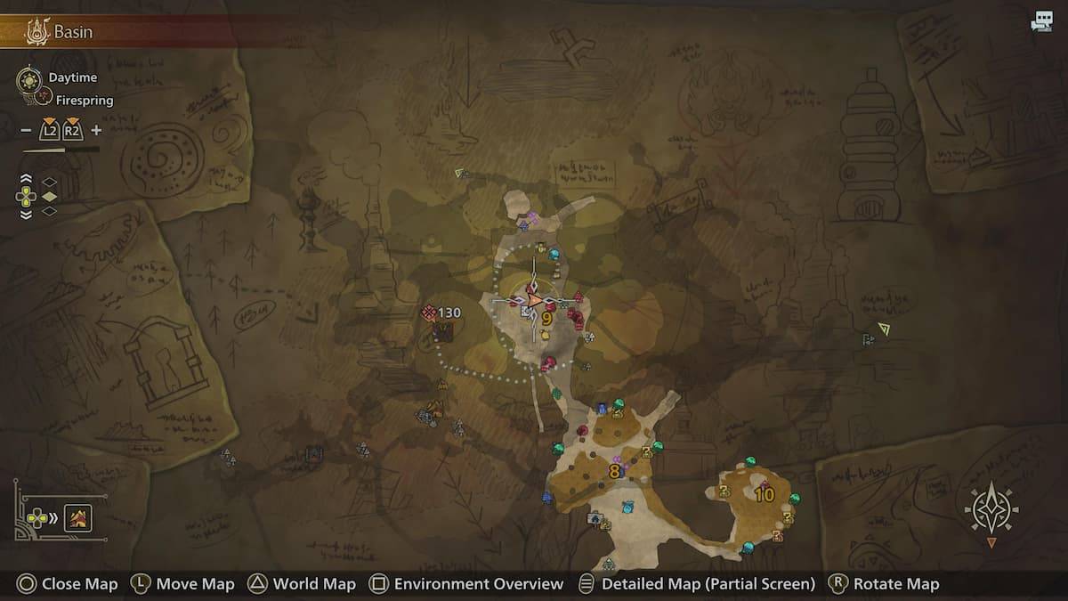 Screenshot della mappa che mostra la zona 9 in Monster Hunter Wilds