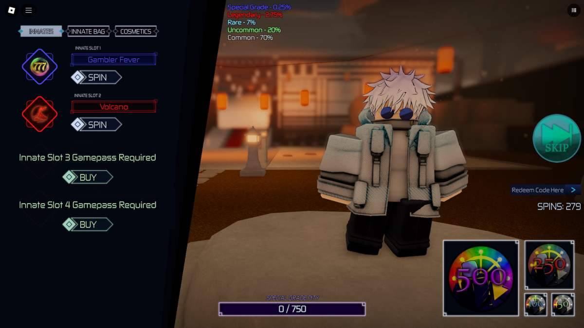 Jujutsu Infinite Personization Menu