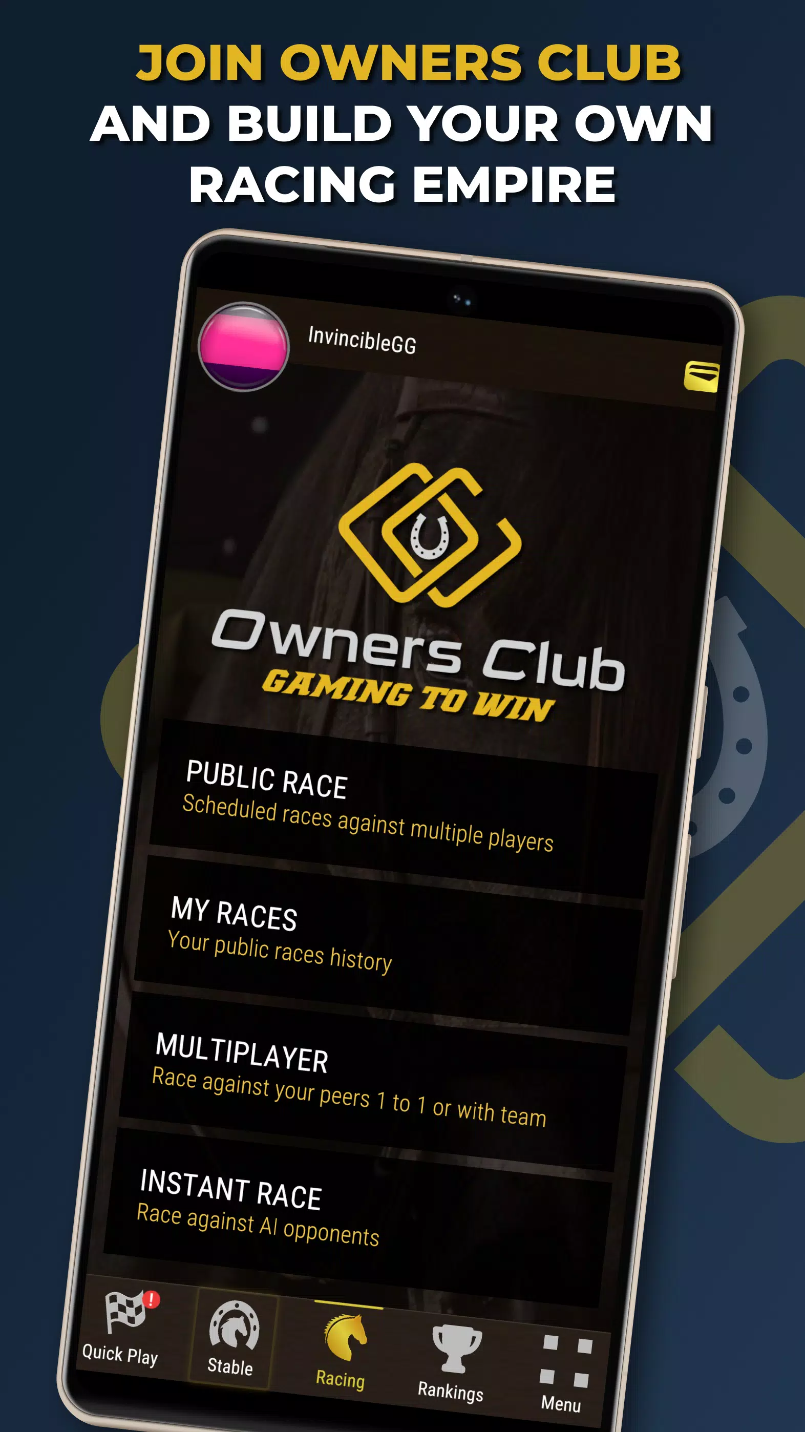 Owners Club - AI Horse Racing Captura de pantalla 0