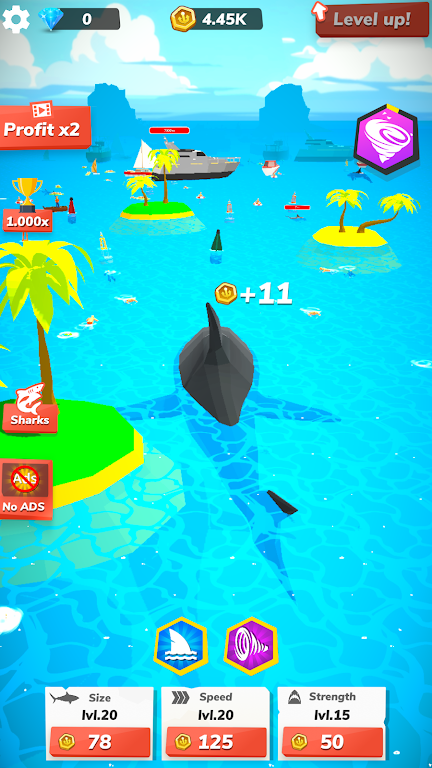 Idle Shark World - Tycoon Game Скриншот 1