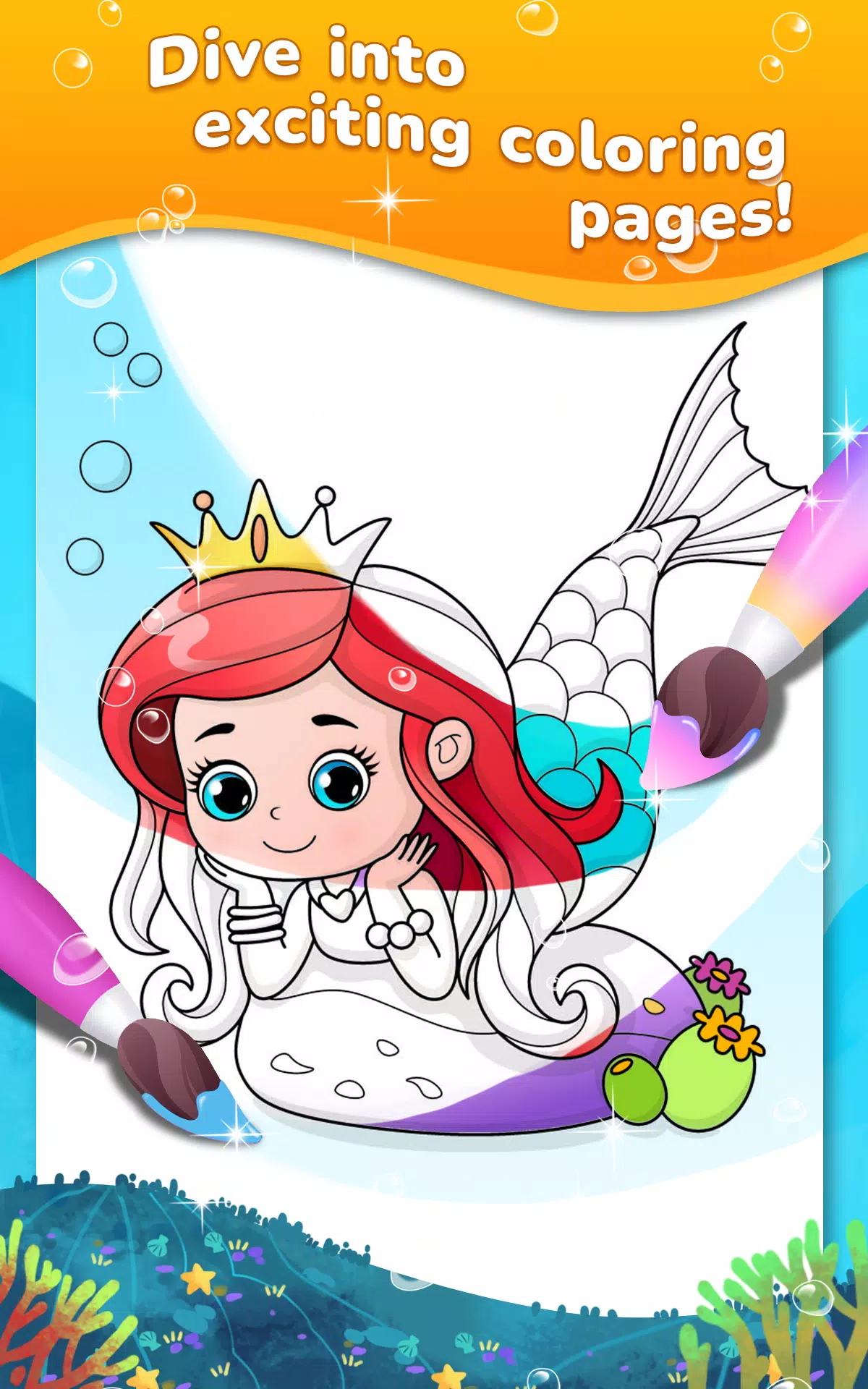 Mermaid coloring book gradient ဖန်သားပြင်ဓာတ်ပုံ 0