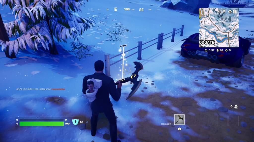 A microphone stand in the Fortnite Winterfest 2024 trail