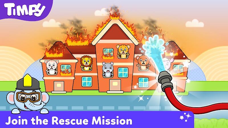 Timpy Kids Firefighter Games ဖန်သားပြင်ဓာတ်ပုံ 1