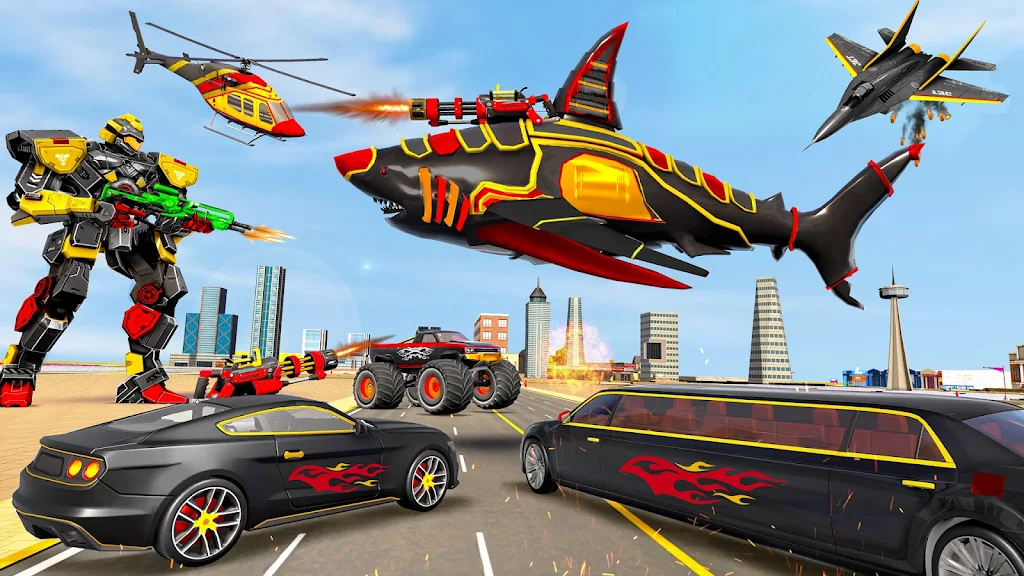 Shark Robot Transform Car Game ภาพหน้าจอ 0