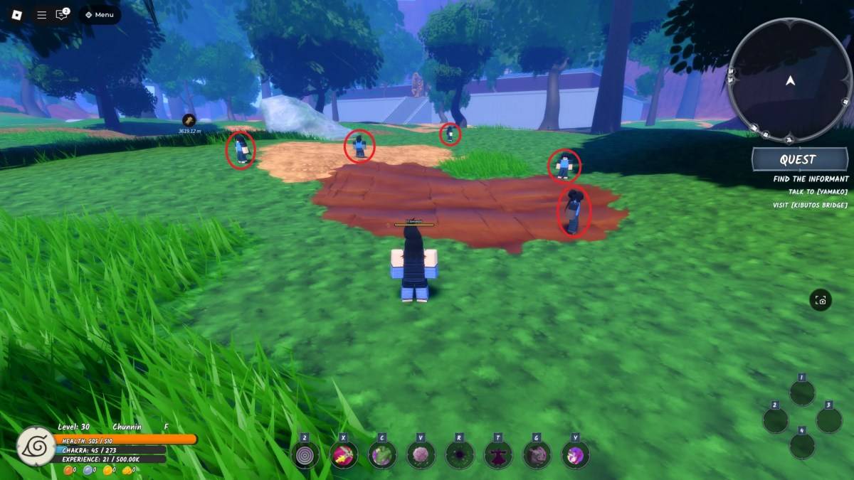 Emplacement des ninjas les plus faibles dans la dernière partie de l'examen Chunin dans l'expérience Roblox Time Roblox Ninja