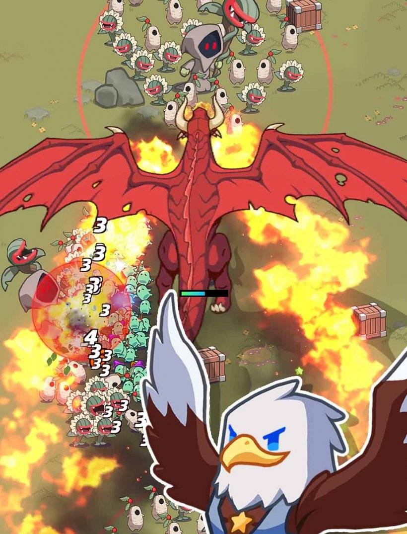mga halaman at hayop sa digmaan na may isang higanteng dragon