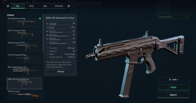 Delta Force: Optymalna konfiguracja SMG 45 - Pełne ładowanie i kod