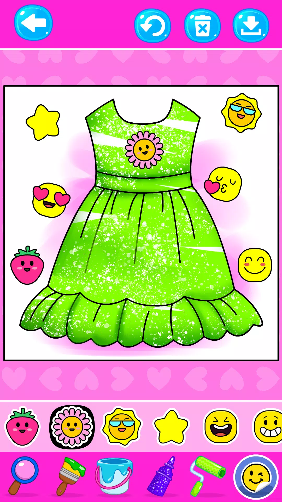 Girls Glitter Dress Coloring Ekran Görüntüsü 3