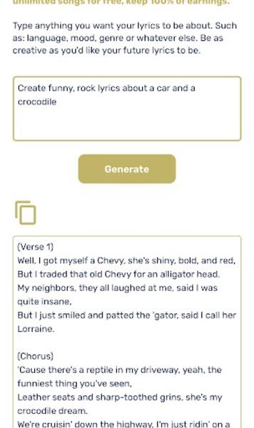 AI Lyrics Generator应用截图第0张