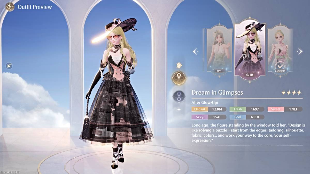 Rêve dans la tenue des aperçus dans Infinity Nikki