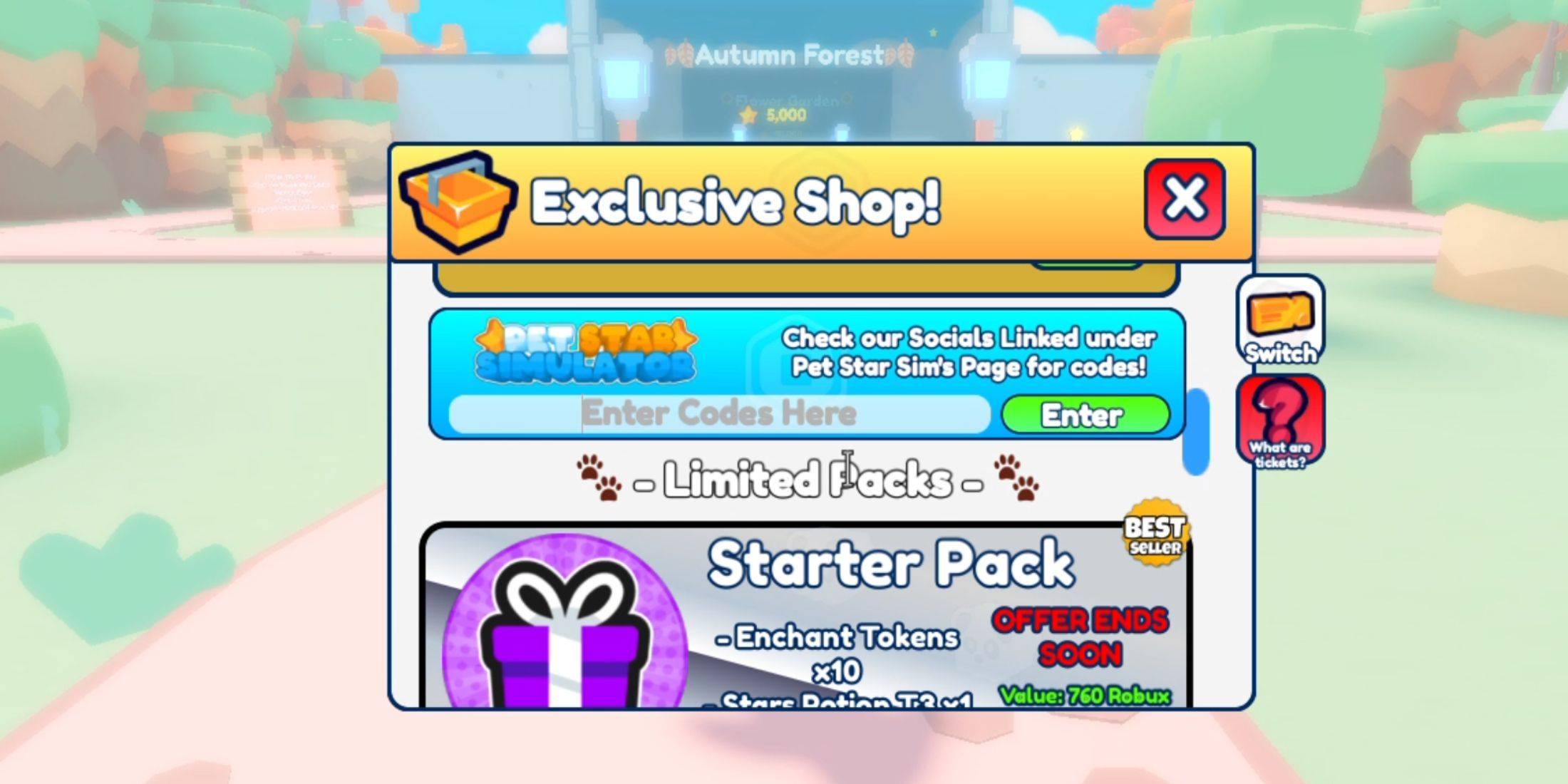 Redeeming Codes in Pet Star Simulator