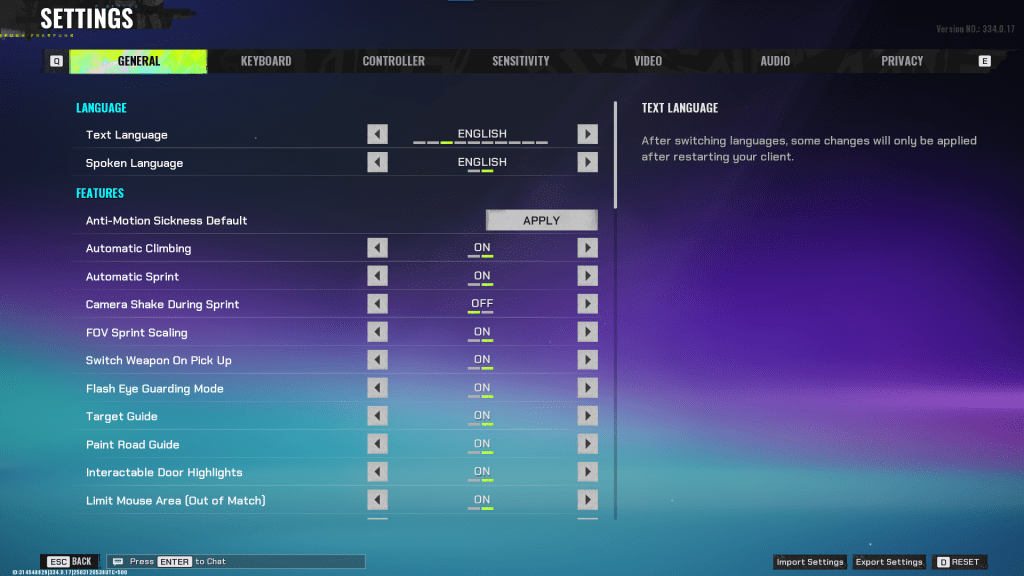 captura de pantalla de configuraciones fragpunk