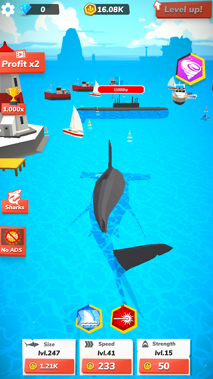 Idle Shark World - Tycoon Game स्क्रीनशॉट 3