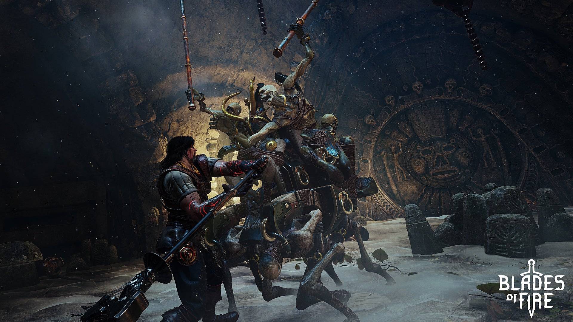 Blades of Fire features bizarre puppet-like enemies reminiscent of Labyrinth