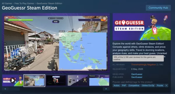Geoguessr響應反饋，因為Steam版本接近Valve評級的底部