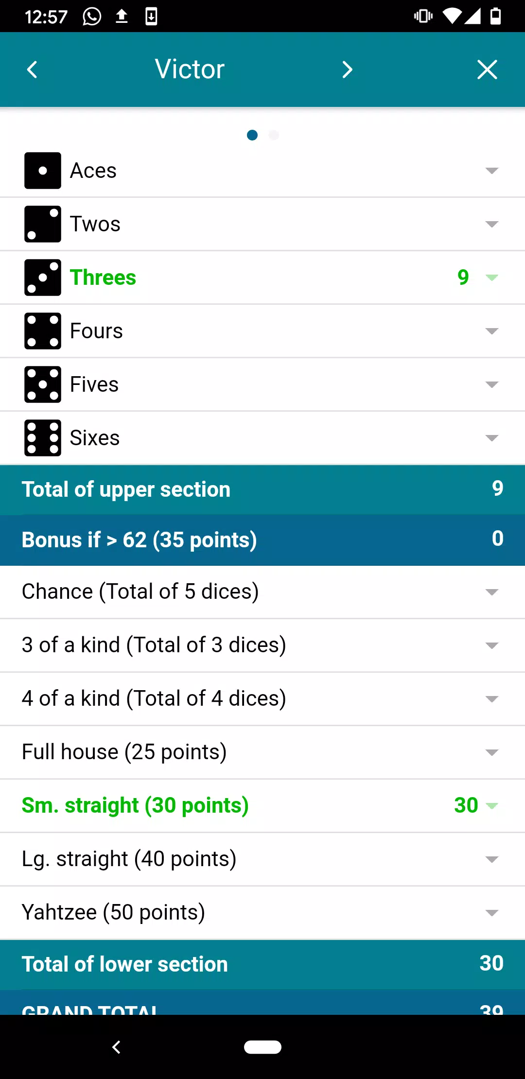 Yam's ScoreSheet (no advertisi স্ক্রিনশট 1