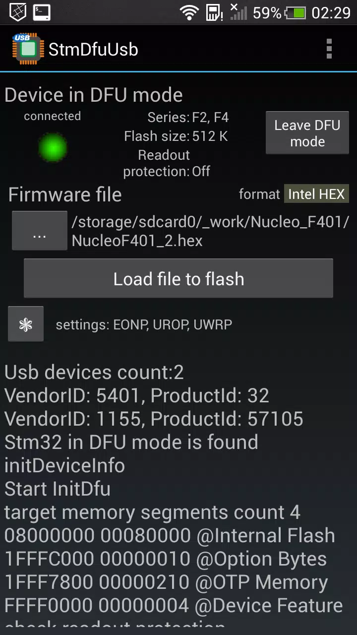 StmDfuUsb Screenshot 3