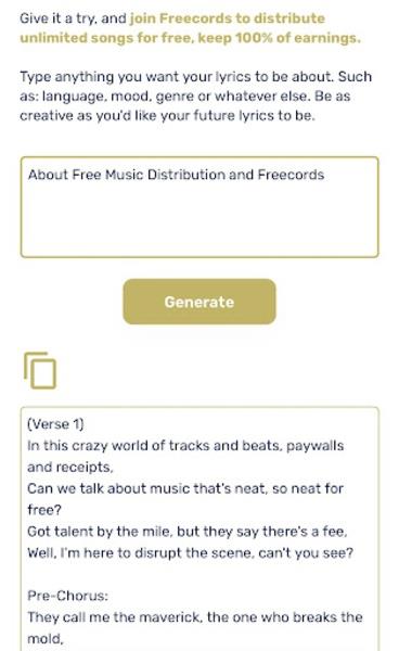 AI Lyrics Generator应用截图第3张