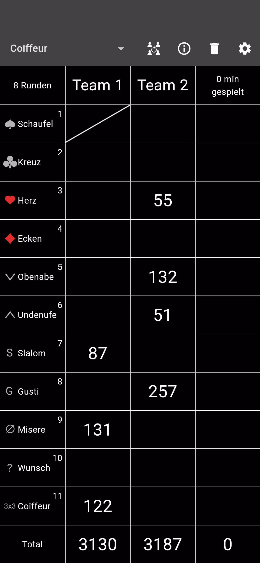 Jass board Schermafbeelding 2