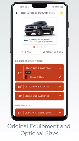 Wheel Size - Fitment database Screenshot 1