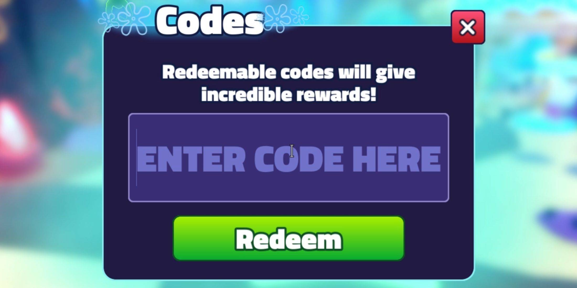 Image: SpongeBob Tower Defense Code Redemption Interface