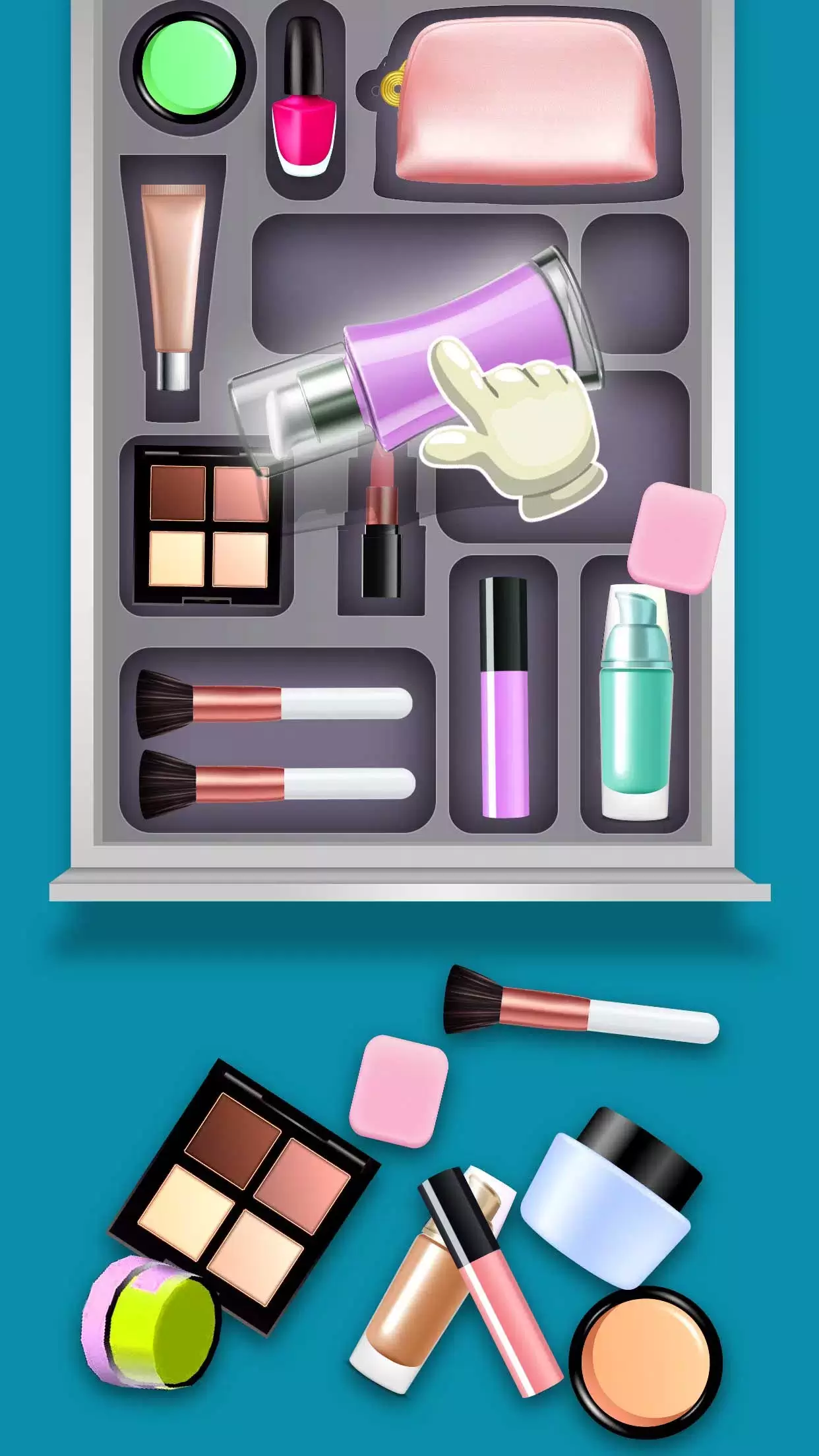 Fill the Makeup Organizer Game Ekran Görüntüsü 1