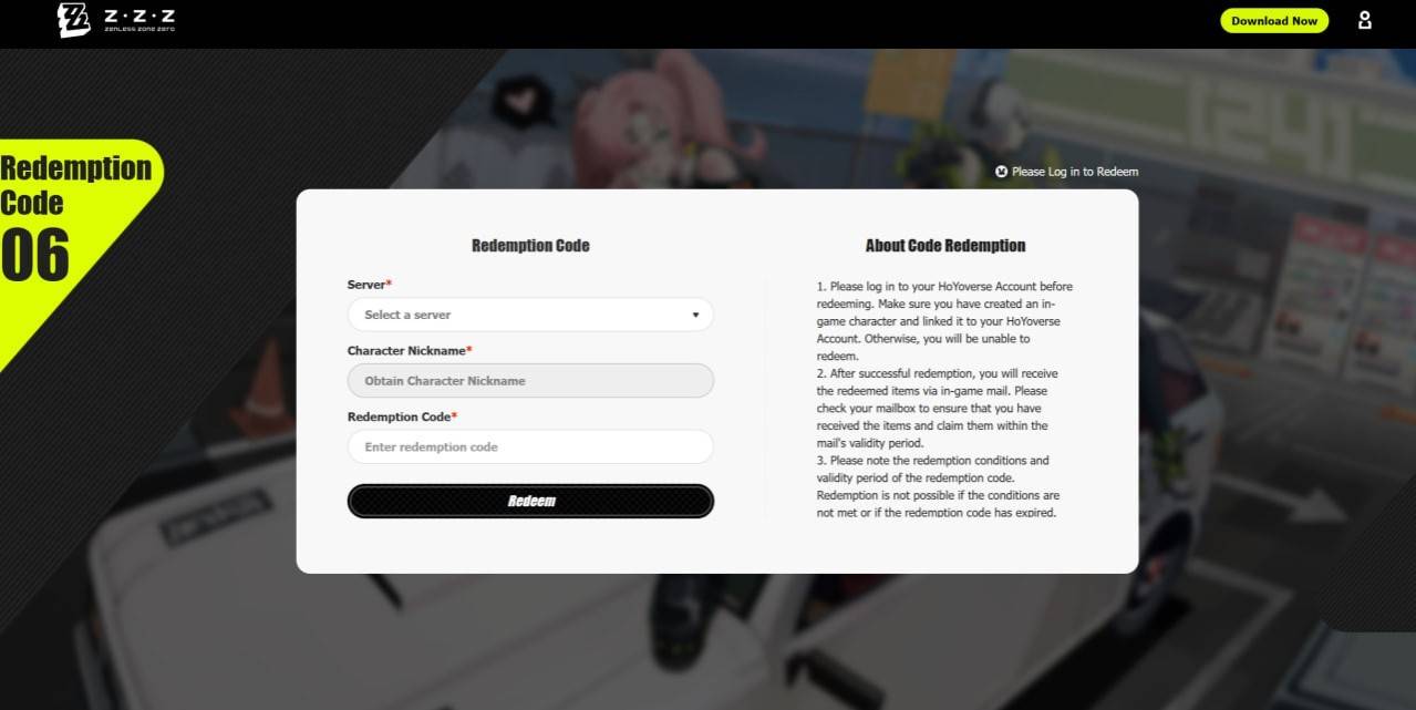 ZZZ Redemption Interface Example